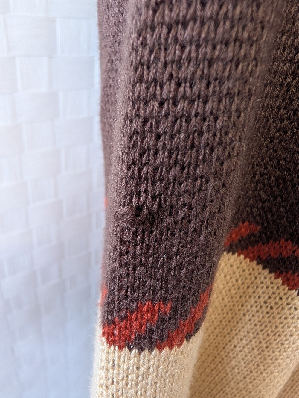 Western  Cardigan Button Up  Sweater Bell Sleeves Red Accent L - Picture 4 of 4